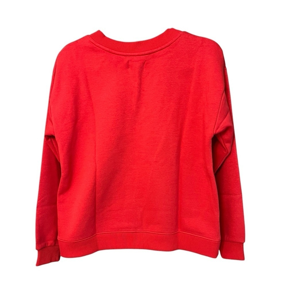 Pact Women’s Calla V-Neck Sweatshirt Rococco Red Small NWT Cozy Athleisure - Picture 3 of 4